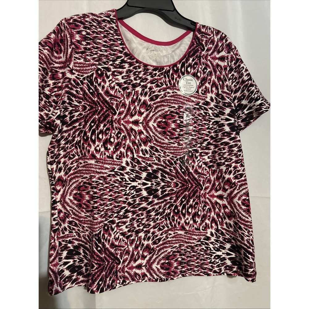 NWT Kim Rogers Pink Animal Print Cotton Top Size XL